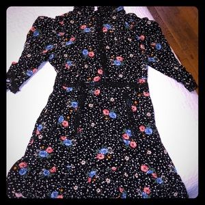 Top Shop Mini Dress w/Floral Print & Lace-Up Back